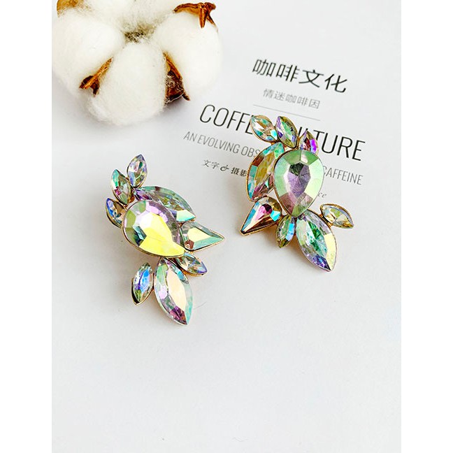 LRC Anting Tusuk Fashion Ab Color Alloy Studded Geometric Earrings F81883