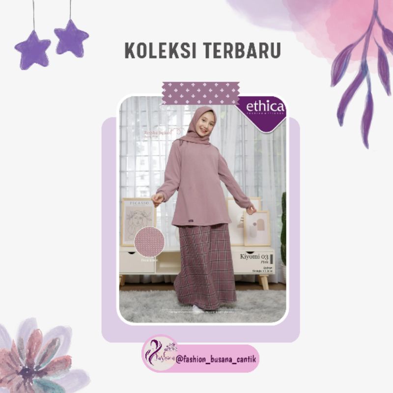 Ethica Fashion Kiyomi 03 Baju Setelan Anak Remaja Perempuan Atasan Tunik Resleting Bawahan Rok Motif