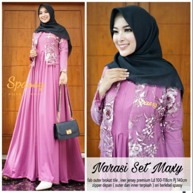 Narasi Set Maxy Baju MaxydressTerbaru Bahan Brokat Ld 100-118 pb 140 ORiGINAL BY SPASSY