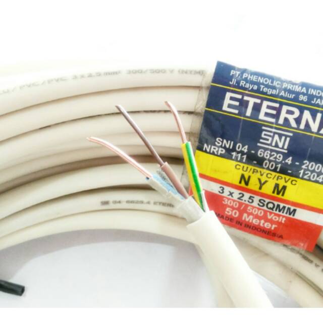 Kabel eterna 3x2.5 / eterna nym 3x2.5 / eterna kawat tembaga 3x2,5