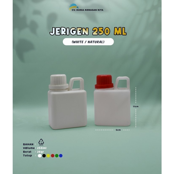 Jerigen plastik 250 ml isi 50 pcs - Putih/Bening