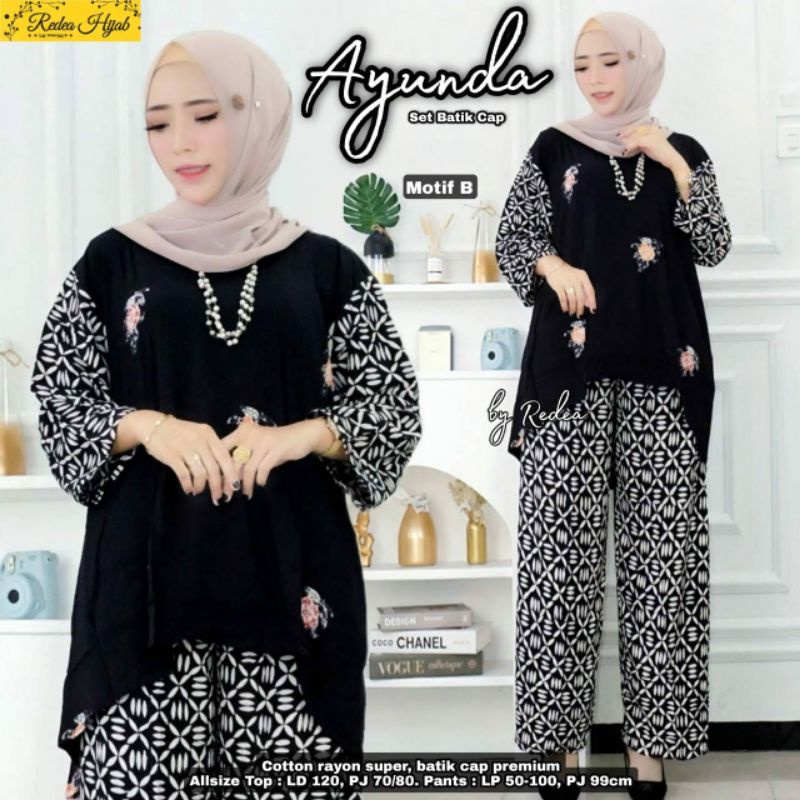 AYUNDA SET BATIK CAP SETELAN RAYON BIGSIZE MOTIF BATIK