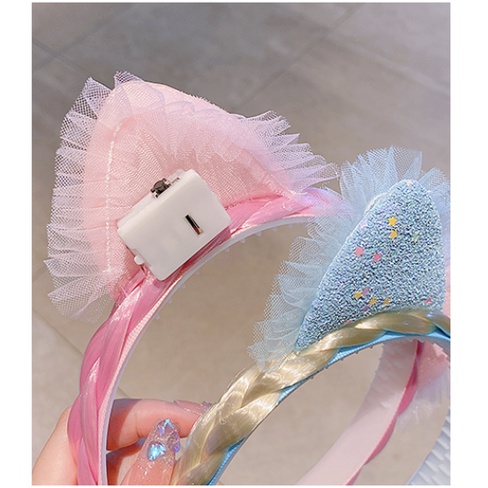 babyfit bando kepang LED anak perempuan bando lampu dengan rambut ekstension mermaid unicorn pn-930