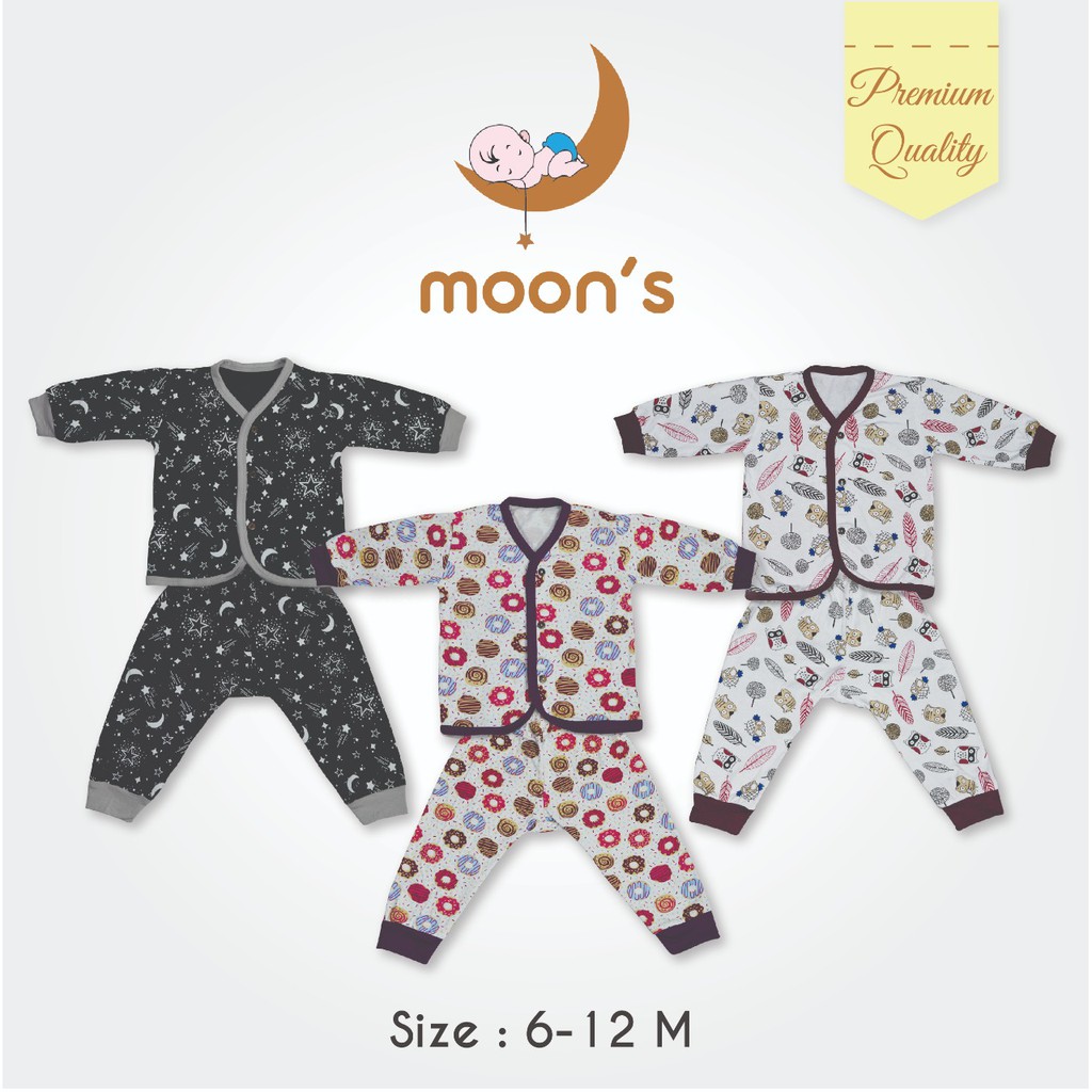 NEWBORN MOONS STELAN PANJANG PREMIUM BABYMOON STELAN BAJU BARU LAHIR NEWBORN BAJU BAYI BAJU PANJANG