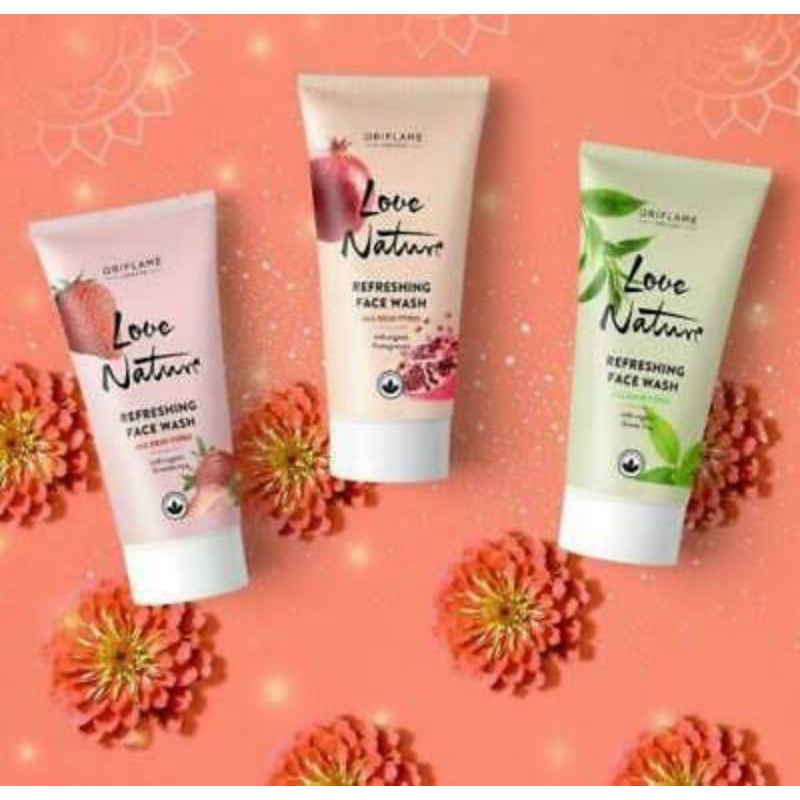 LOVE NATURE REFRESHING FACE WASH WITH ORGANIC POMEGRANATE / WITH ORGANIC STRAWBERRY / WITH ORGANIC TEA TREE / SHOWER PUFF PREMIUM / SHOWER PUF / SPONS BADAN / SPONGE MANDI