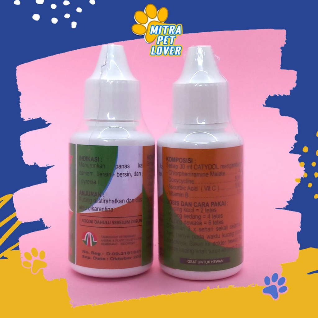 OBAT DEMAM KUCING - CATYDOL 30 ML ORIGINAL - HIGH CONCENTRATE PENURUN PANAS KUCING PEREDA NYERI PEMULIHAN KITTEN CAT PARACETAMOL PET ANIMAL HEALTHCARE AND VETERINARY TAMASINDO OBAT KESEHATAN DAN VITAMIN TERNAK HEWAN BINATANG PELIHARAAN MITRAPETLOVER