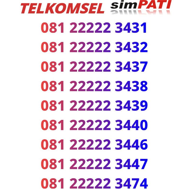 nomor cantik telkomsel simpati 12222234