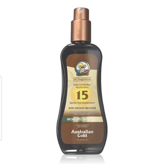 Australian Gold Spray Gel Sunscreen with INSTANT BRONZER SPF 15
