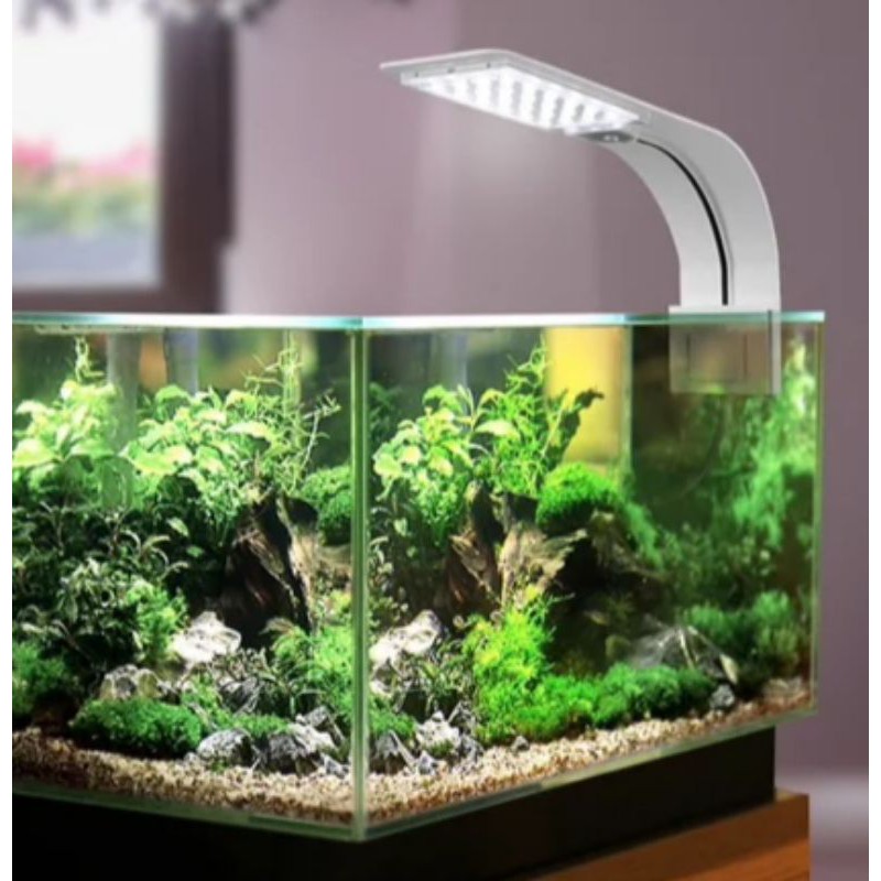 Lampu Aquarium 24 LED 10W 5730K  white + blue jepit ipx7 Light Super Slim Clip On NS5 Virgo X5 jnp