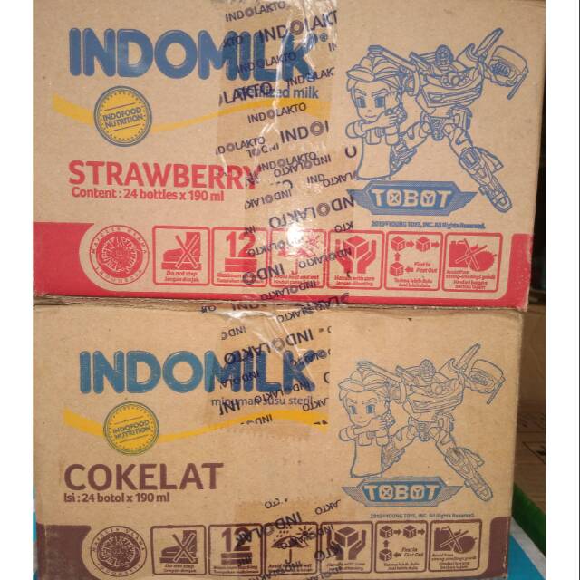 

Susu Indomilk Botol rasa cokelat dan strawberry isi 24 x 190 ml