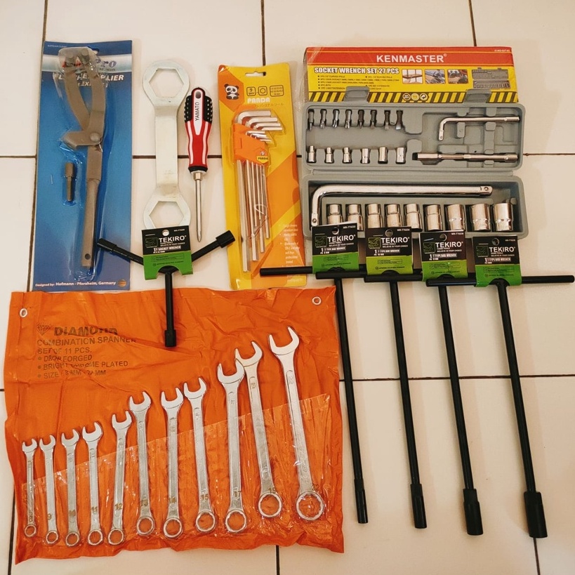 Kunci  Alat Bongkar Motor Paket Lengkap Kunci Sock+Kunci L+Kunci T+Kunci Y+Tracker CVT+Kunci Pas Ring-1