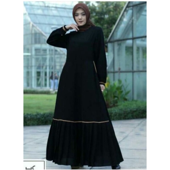 Gamis hitam polos ori by hagia sofia syari bahan jetblack size m l xl cantik elegant murah fashion
