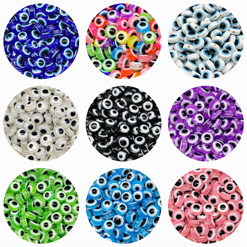 100Pcs/lot 6mm/8mm Resin Conical Evil Eye Beads For Making DIY Jewelry Accessories