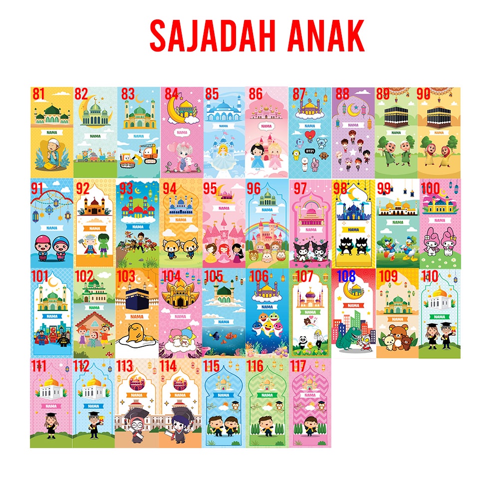 Custom Nama Sajadah Anak Karakter Kado Hadiah Ultah Souvenir Kelulusan Juara Naik Kelas Ulang Tahun Baby Shark-6