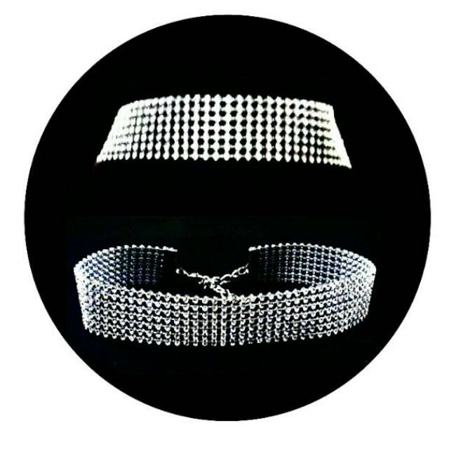 Wide 7 Row Diamond Choker Necklace Kalung Handmade Premium Collection