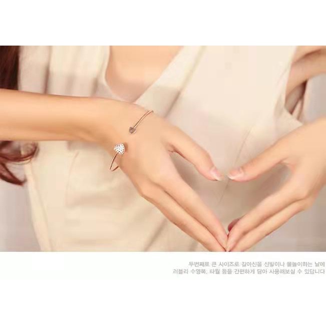 Korean version full diamond heart-shaped love opening gold-plated braceletSZ-001