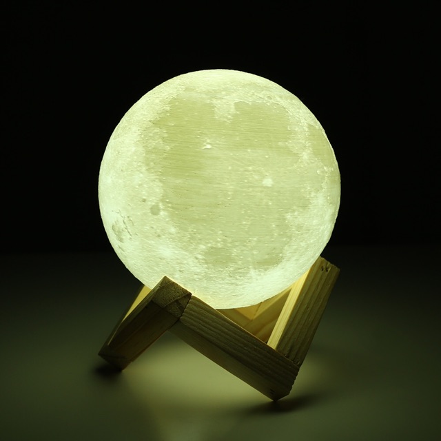 Dekorasi Rumah Lampu Tidur Bulan 3D Print Moonlight 8cm - White