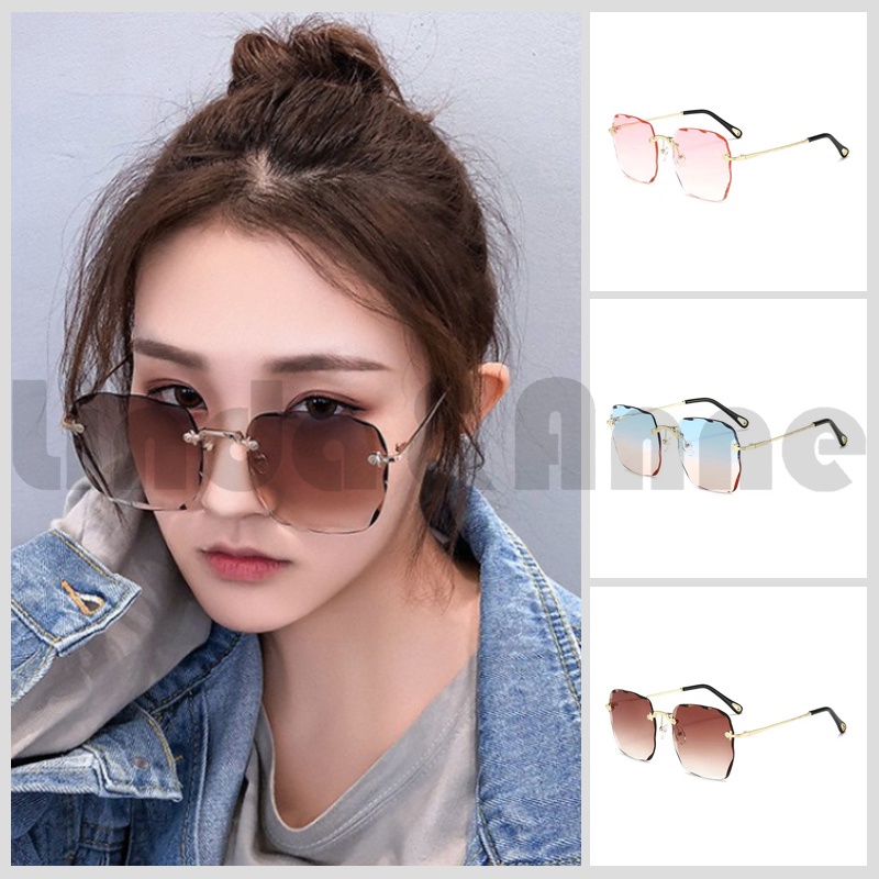 Kacamata Hitam Wanita Frame Korean Fashion Ulzzang Metal Sunglasses