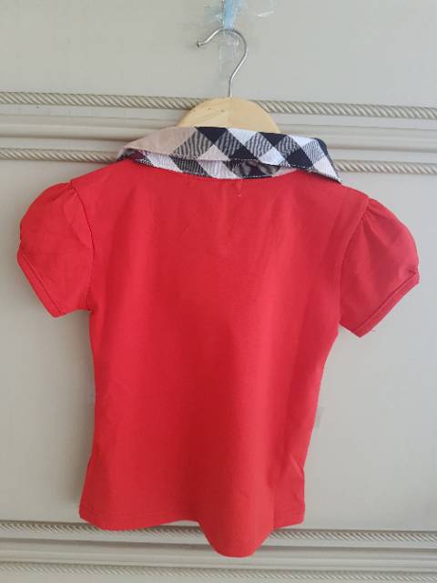 GA2585 BURBER SCARF TOP RED / KAOS MERAH ANAK PEREMPUAN MURAH