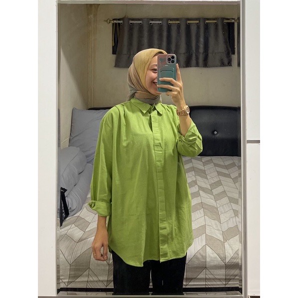 Diga blouse Poplin Shirt Kemeja Poplin Kemeja Linen Rami Polos by DAZPROJECT