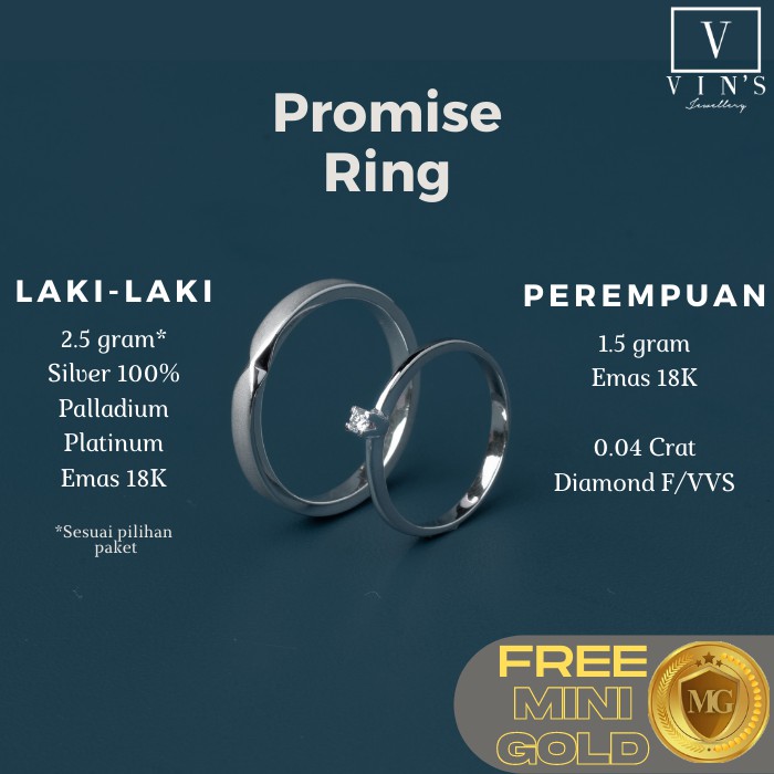 Cincin Kawin Custom Wedding Ring Cincin Nikah Emas 18K 750 Palladium Perak - Promise Package