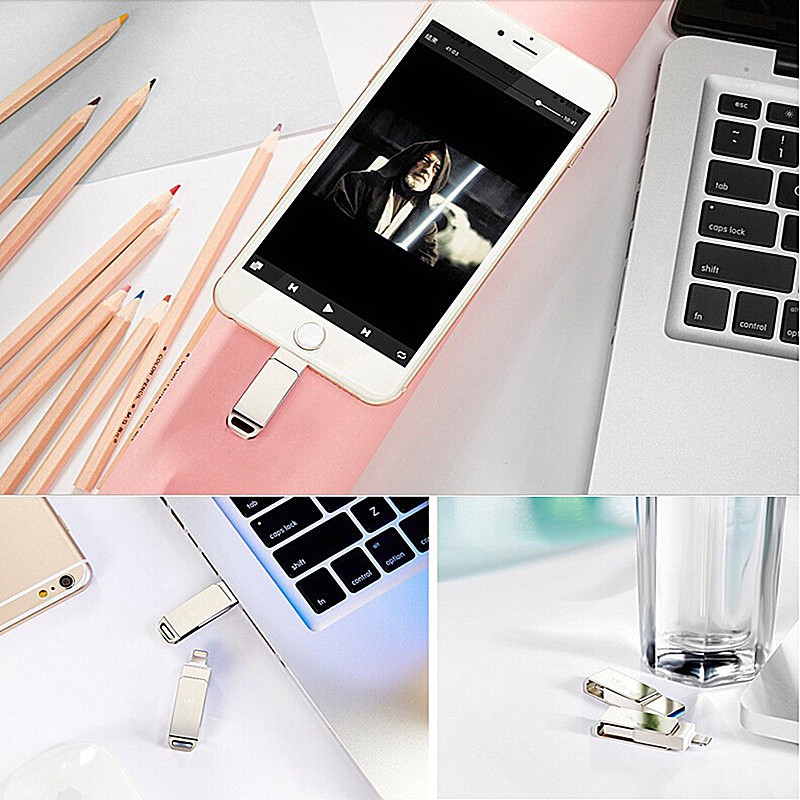 HD i-usb Flash Drive Bahan Metal Tahan for Air untuk iPhone / iPad