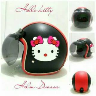  Helm  Bogo  Retro Kulit Timbul Klasik Motif Hello  Kitty  Pink  