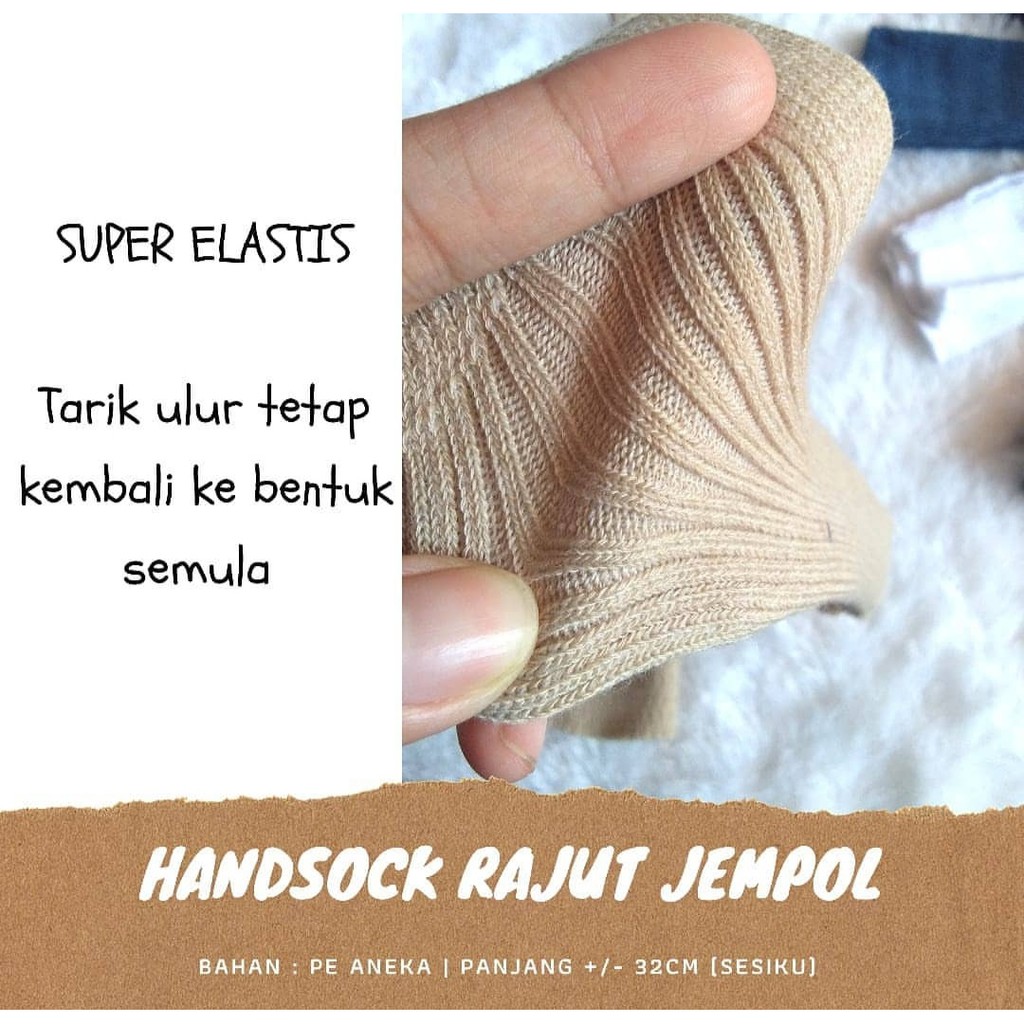 (1kg=165pcs) HANDSOCK TANGAN JEMPOL RAJUT INNER UNTUK MANSET 2 IN 1 ONE PANJANG ±35CM SAMPAI SIKU