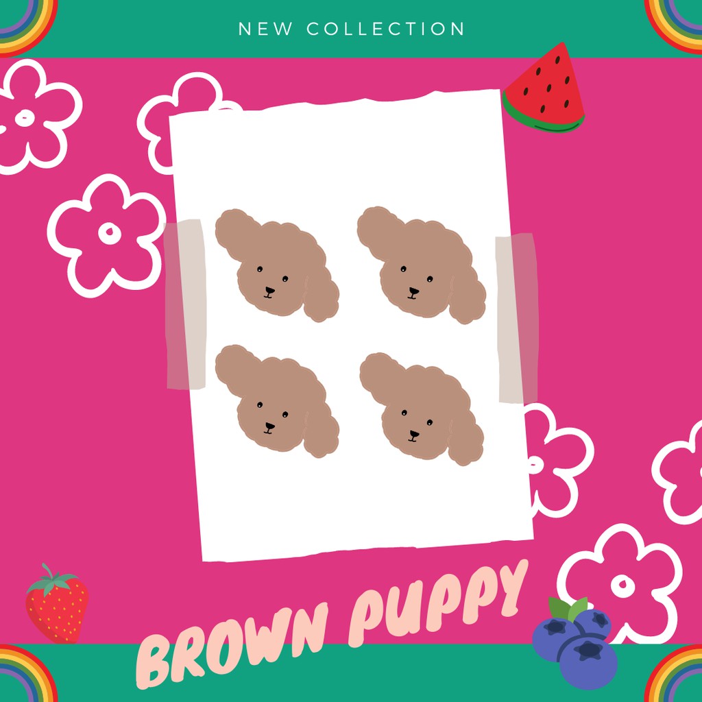 

Brown puppy sticker / Deco Sticker Sheet lucu