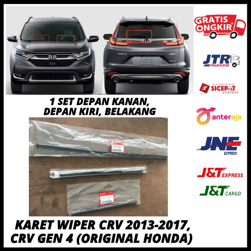 Karet Wiper Set Depan + Belakang Crv 2013 2014 2015 2016 2017, Crv Gen 4
