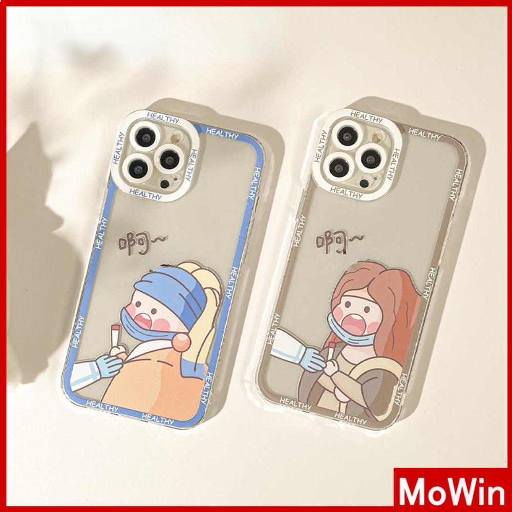 iPhone Case Silicone Soft Case Clear Case Square Edge Shockproof Protection Camera Cartoon Comic Cute Compatible For iPhone 11 iPhone 13 Pro Max iPhone 12 Pro Max iPhone 7 Plus xr