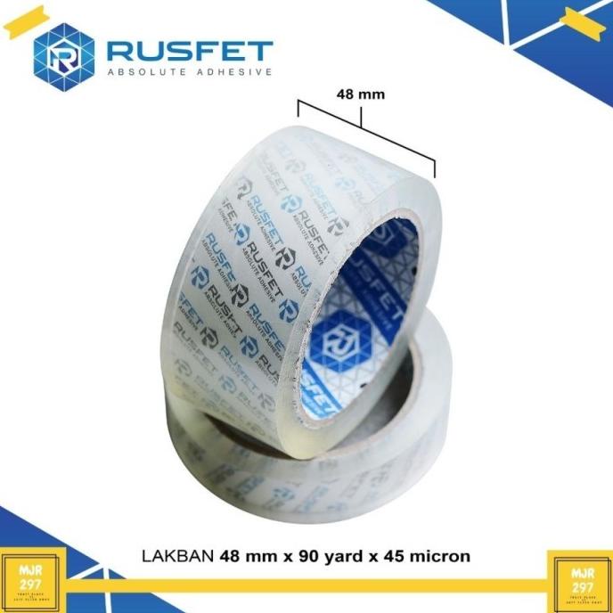 

(BISA COD) Rusfet Lakban 48mm 90 Yard 2 Inch 50 Micron Plakban Dusan Khusus Ojol HEMAT Kode 821