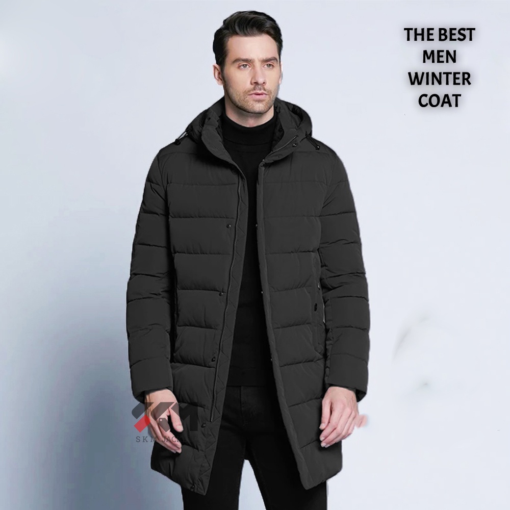 SKM Jaket winter pria / jaket musim dingin panjang / mantel bulu tebal / long coat pria