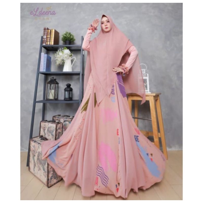 Gamis Dilara Set ( El.Deena ) By Kanaya / setelan dress muslim + kerudung / pakaian syari wanita dew