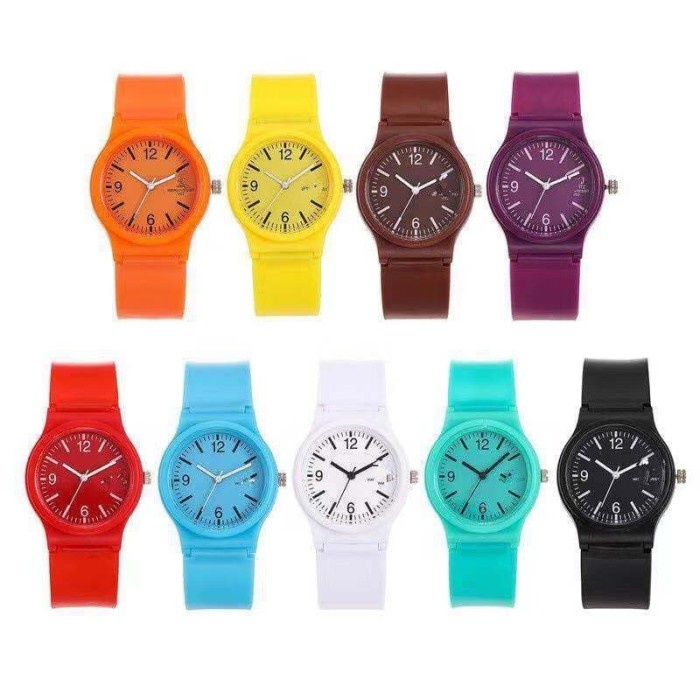JAM TANGAN WANITA RANTAI ANTI AIR KECIL ORIGINAL MURAH DIGITAL G0Y8 Q&Q Karet Ter Ungu