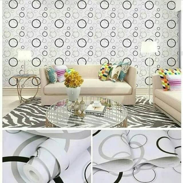 PRODUK NEW - PAKET WALLSTIKER 3ROLL ( BUY 2 GET 1 FREE ) WALLPAPER STIKER DINDING MOTIF POLKADOT 3D GH006