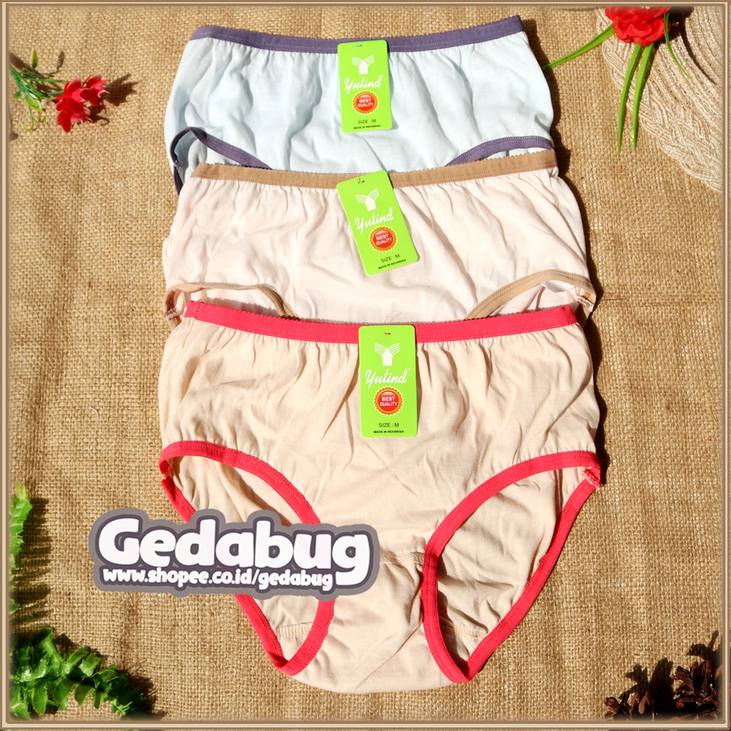 (6pcs) Celana Dalam Yutind MAXI 134 / CD Perempuan Dewasa List Warna - gedabug