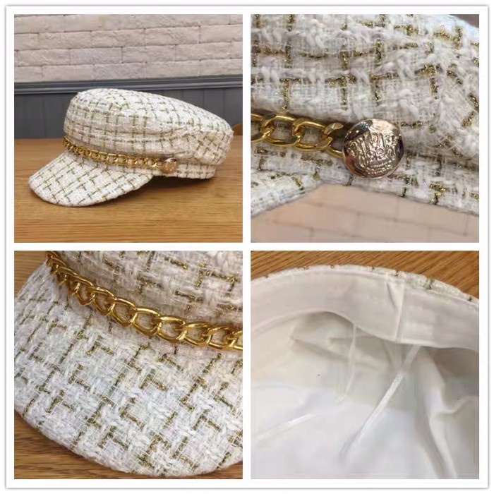 Sailor Cap Wool Tweed Topi fashion Wanita Rajut Newsboy hat