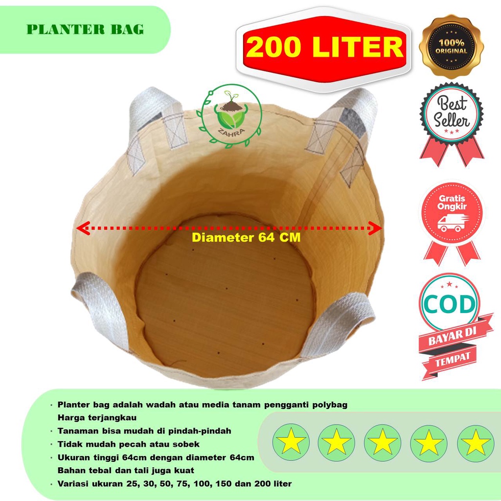 PLANTER BAG 200 liter (diameter 64cm, tinggi 64cm)