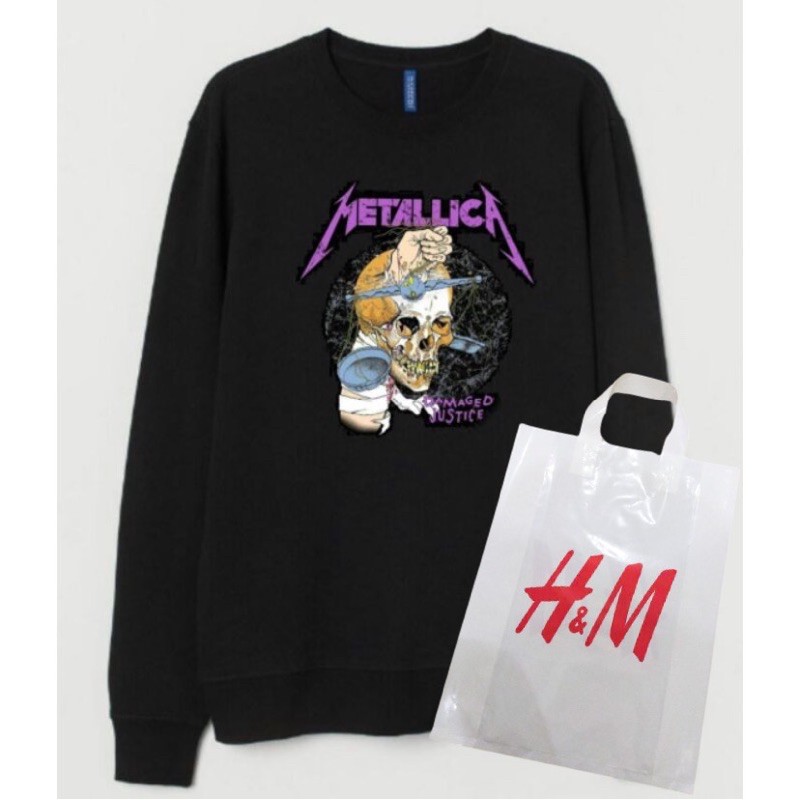 SWEATER H&M METALLICA BLACK CREWNECK HNM