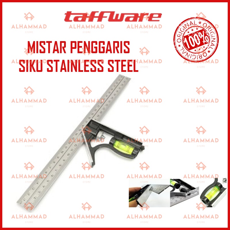 Taffware Mistar Penggaris Siku Tukang Multifungsi