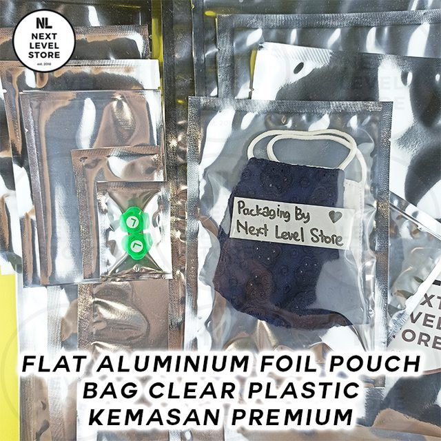 Aluminium Foil Pouch 18x26cm Flat Bag Clear Plastic Kemasan Premium