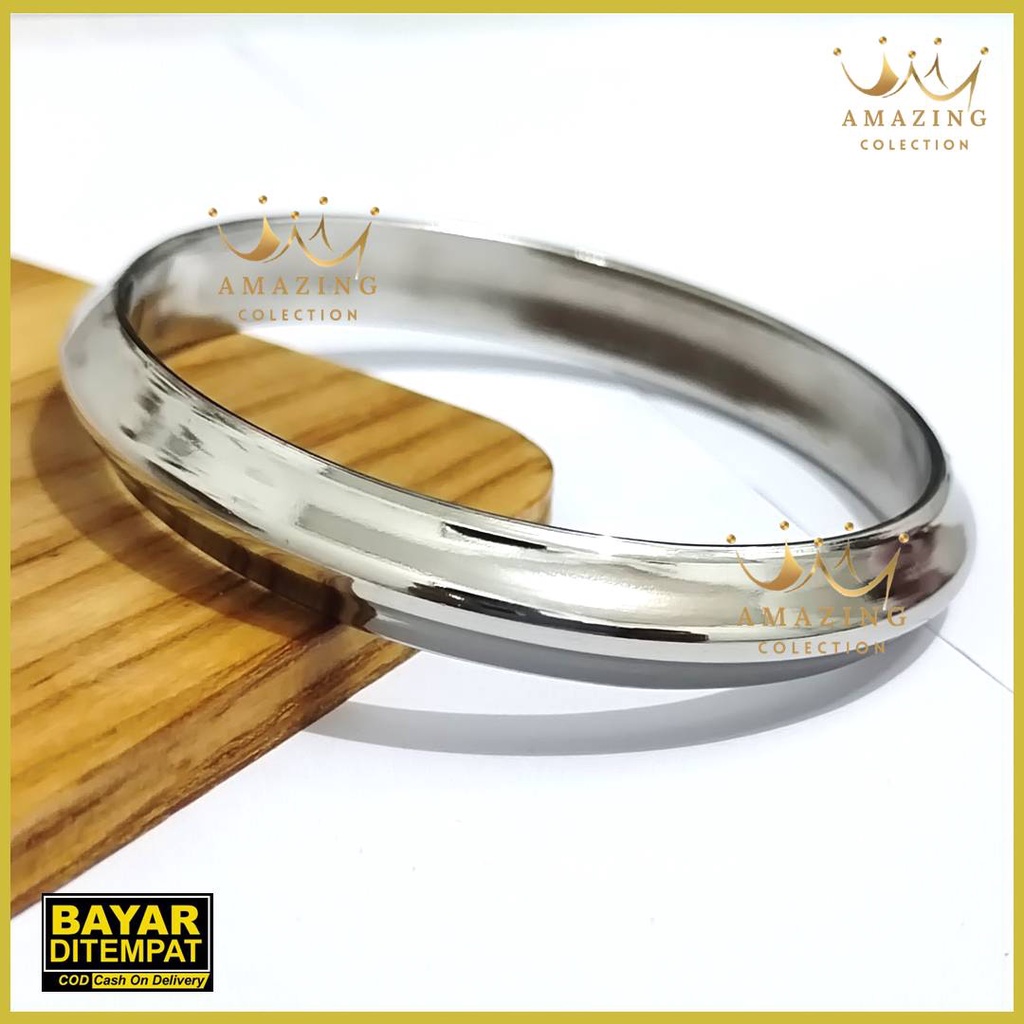 Gelang Benggali Bangle India Punjabi Baja Putih Monel Bulat Segitiga Baja Putih Pria Asli Anti Karat