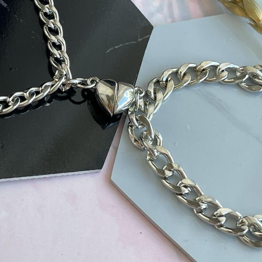 【flashϟsale】 [DAPAT 2 PCS] Gelang Couple Magnet Love Silver / Gelang Couple 5.5 Flash Sale/DISKON BR
