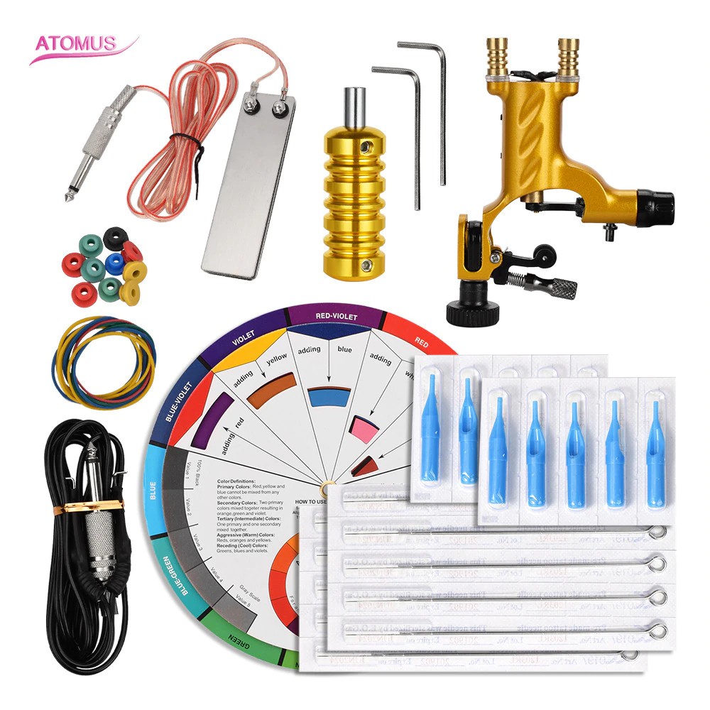 

PRODUK IMPORT Tools Tatoo Supplies Rotary Tattoo Pen Maquina Kit Tatuagem Beginner Set Insumos Para