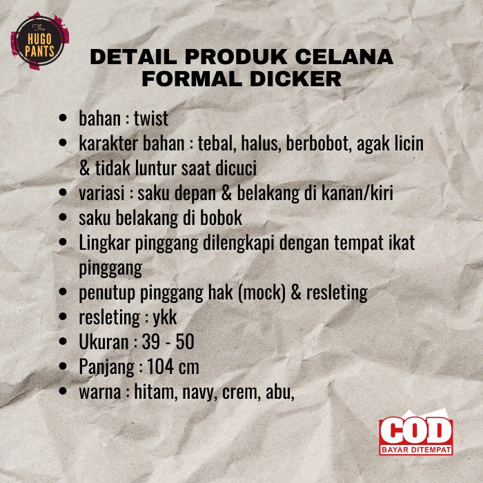 CELANA KERJA PRIA CELANA KAIN / FORMAL / BAHAN / KANTOR / JUMBO / CELANA BAHAN HITAM PRIA MURAH