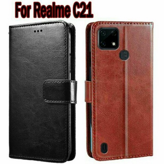 Realme C21 Flip Cover Case Leather Wallet Sarung Realme C21
