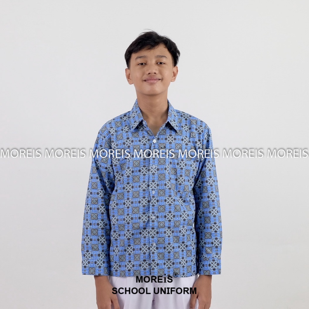 Seragam Baju Batik Panjang SD/MI/TK/PAUD JM Biru 002