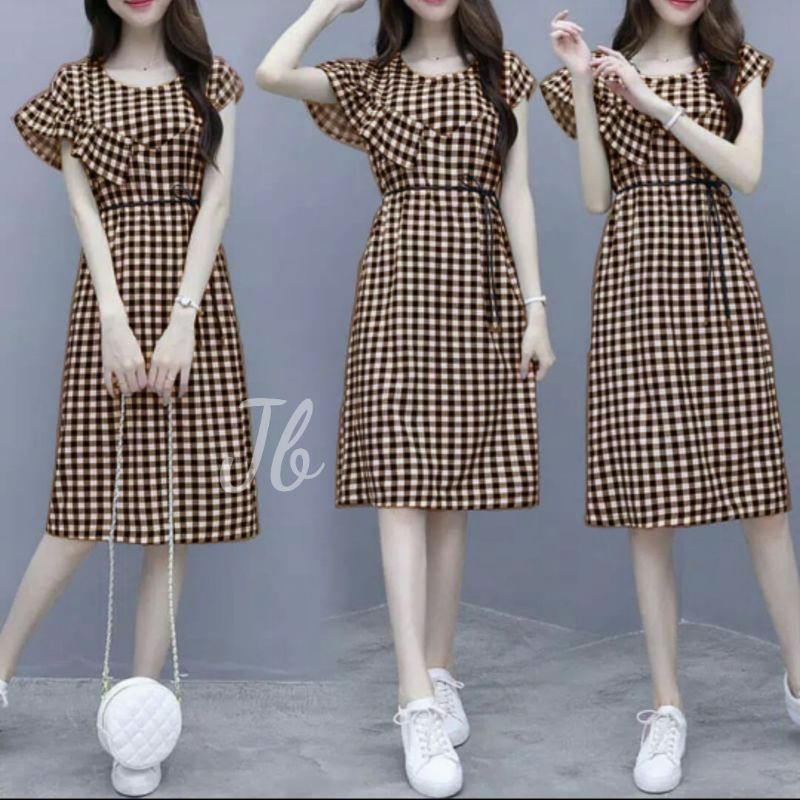 { THABI } VL Aulia Kotak / DRESS KOREA / DRESS WANITA KOREA / DRES KOREA / BAJU DRESS WANITA KOREA /