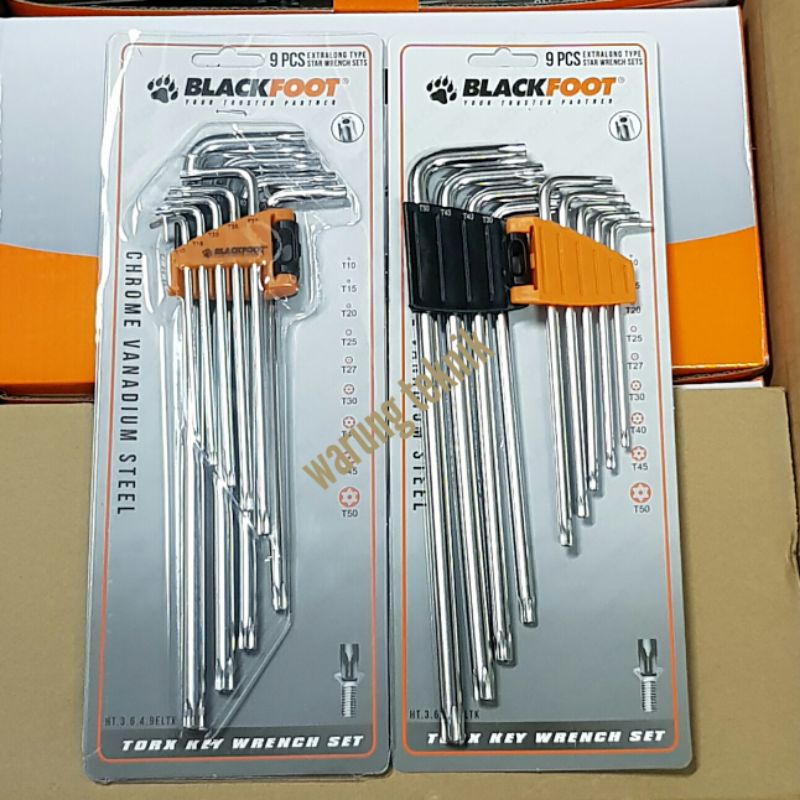 BLACKFOOT KUNCI L BINTANG LOBANG STAR TORX TAMPER WRENCH SET 9 PCS EXTRA LONG